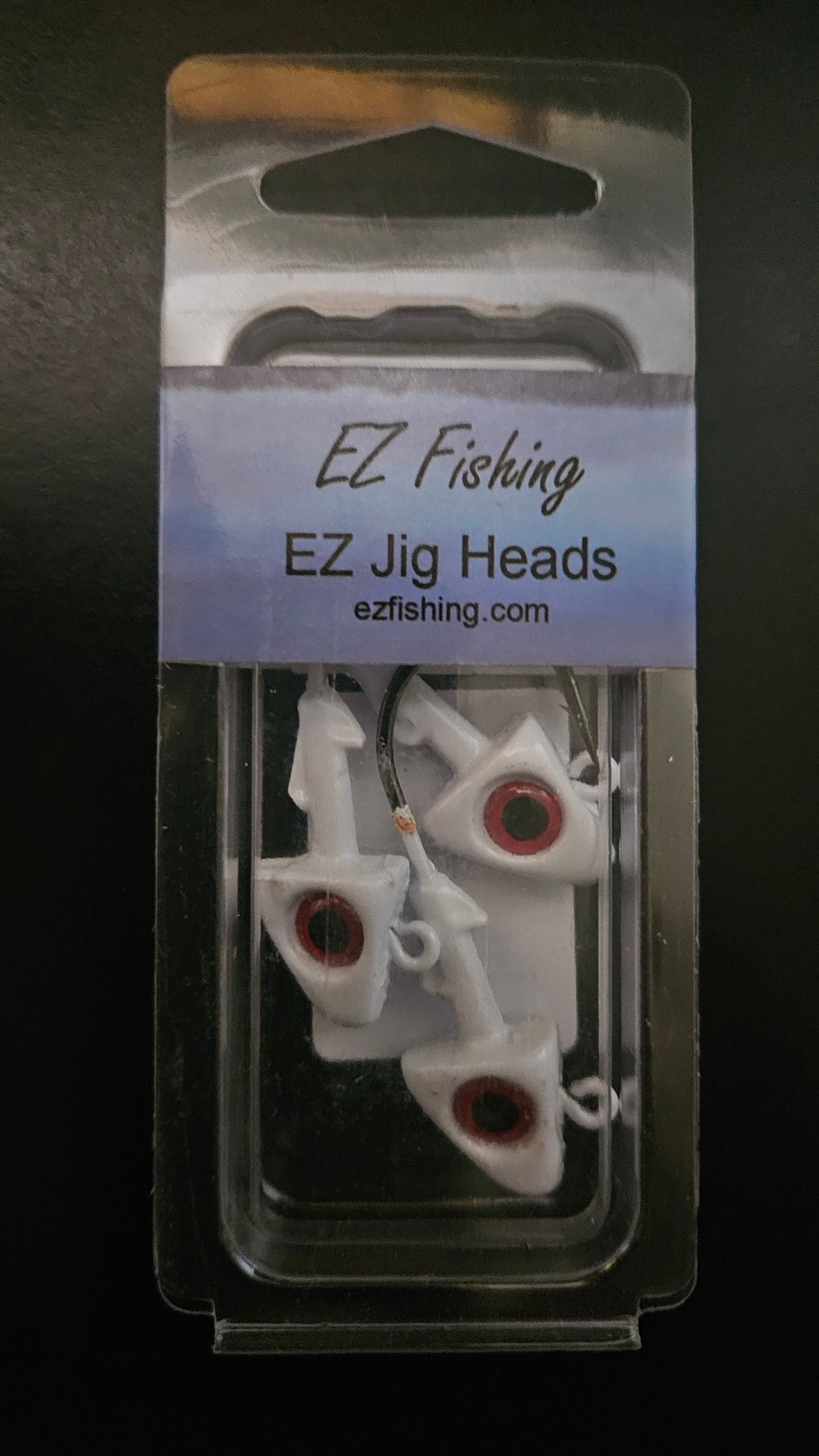 EZ Jig Heads, ½ oz White with red eye and 3/0 Hooks