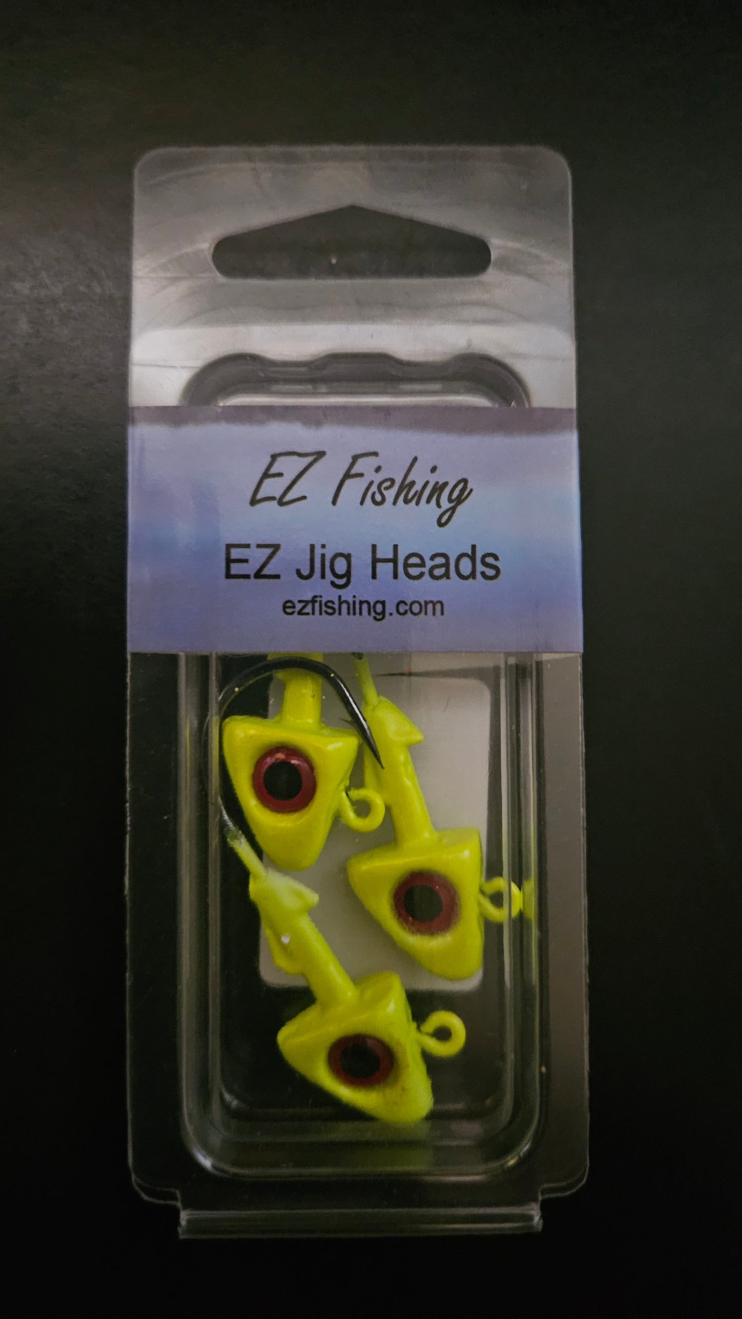 EZ Jig Heads, ½ oz, Yellow with red eyes and 3/0 Hooks