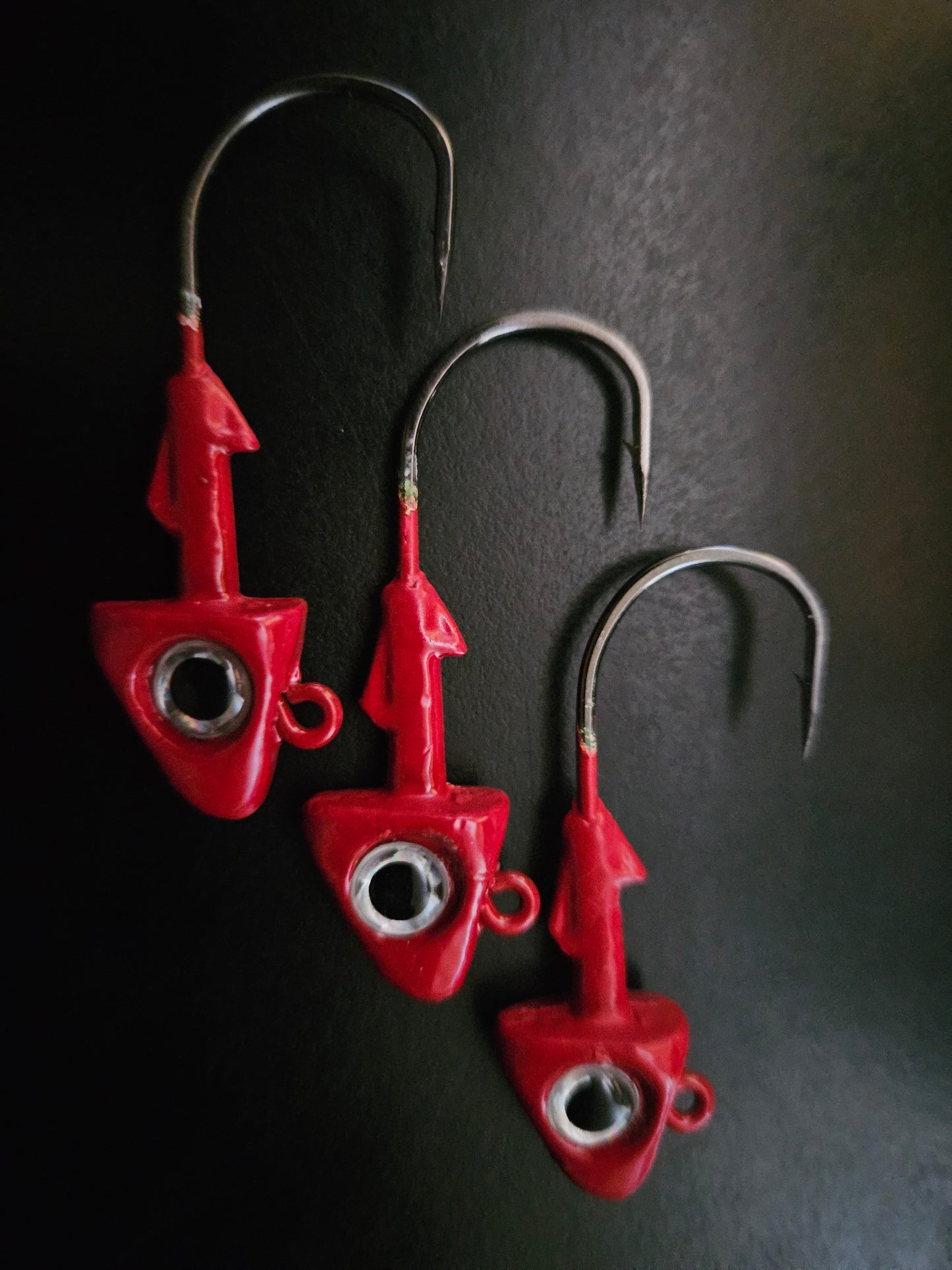 EZ Jig Heads, ½ oz, Red with silver eyes and 3/0 Hooks