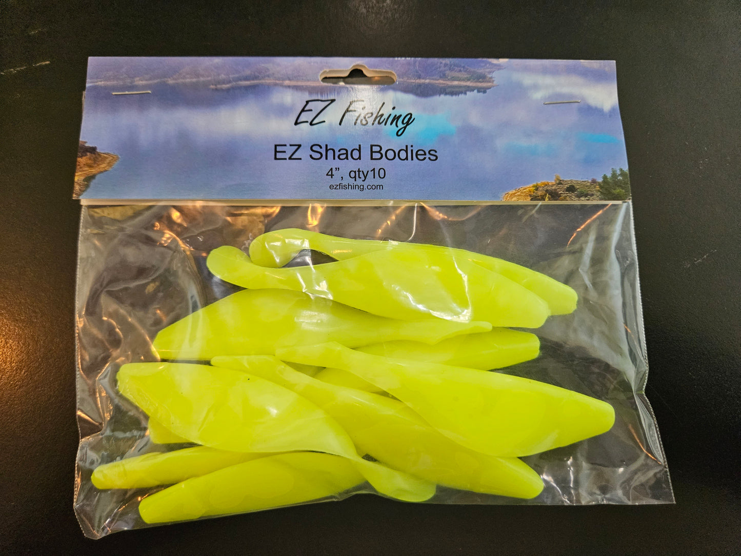 EZ Fishing, EZ Shad Bodies 4” Silk Chartreuse QTY-10